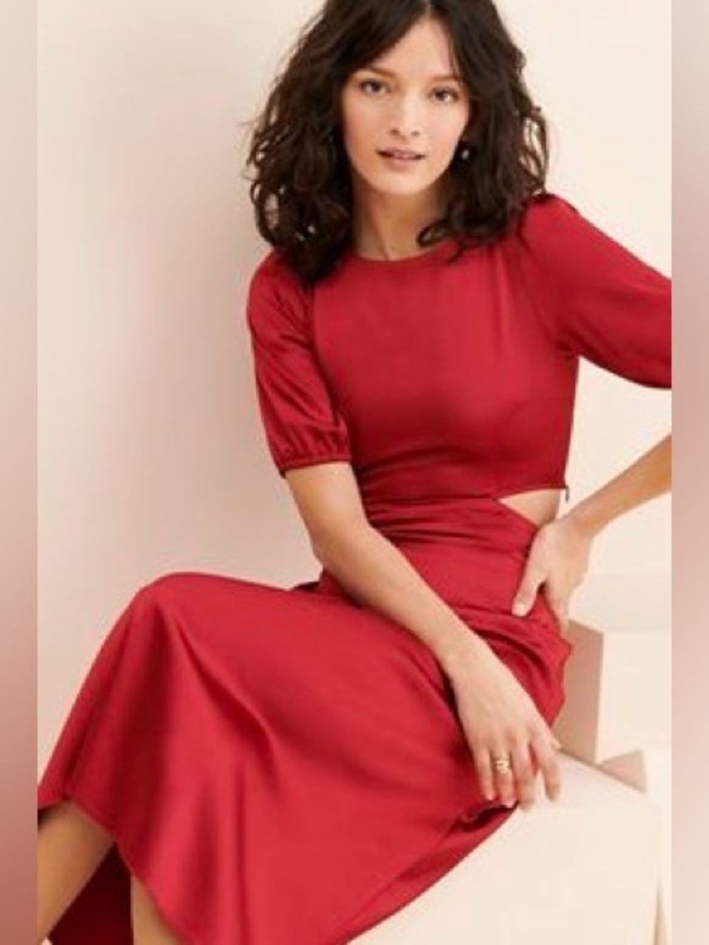 ❤️❤️Anthropologie Cut Out Satin Midi Dress Size 2❤️❤️